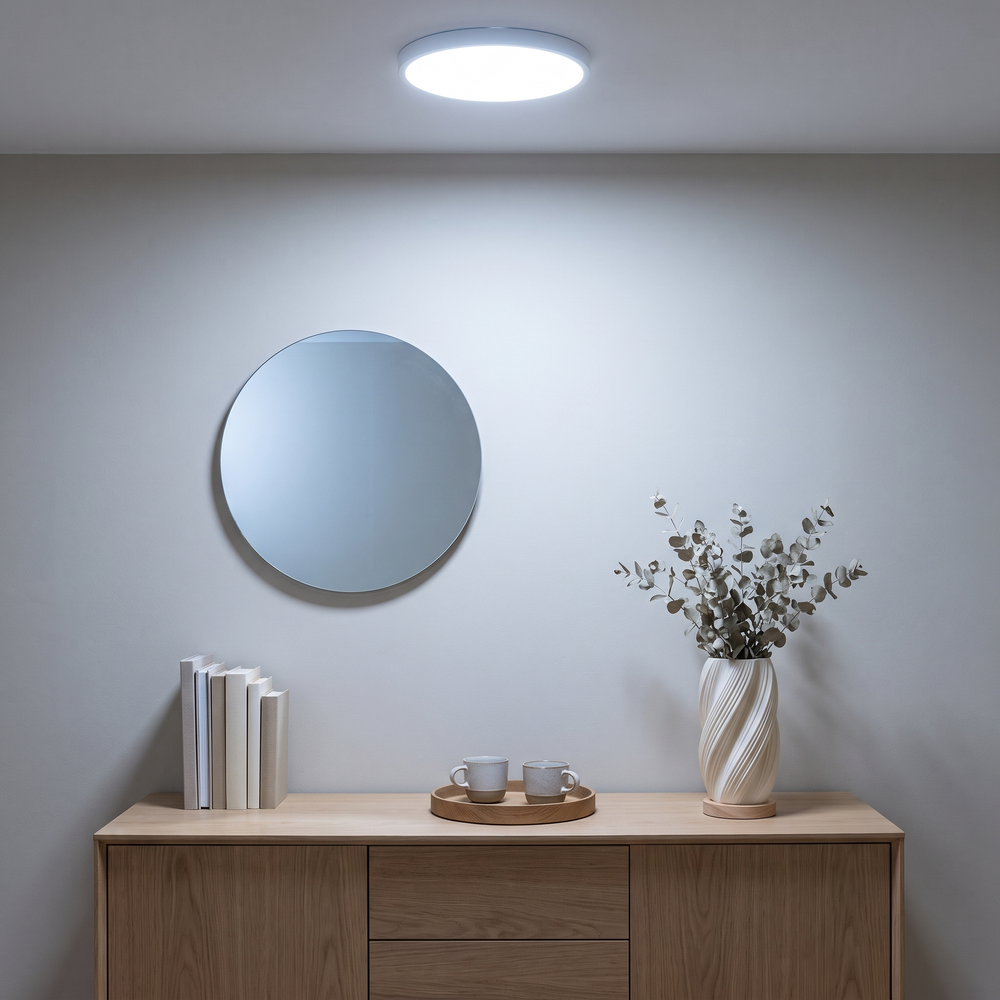 Før: skjenken i flatt taklys, Sela slukket